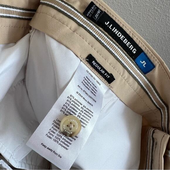 J. Lindeberg JL Regular Fit M Elliot Micro Stretch Golf Pants Tan 36 32 - Picture 4 of 8